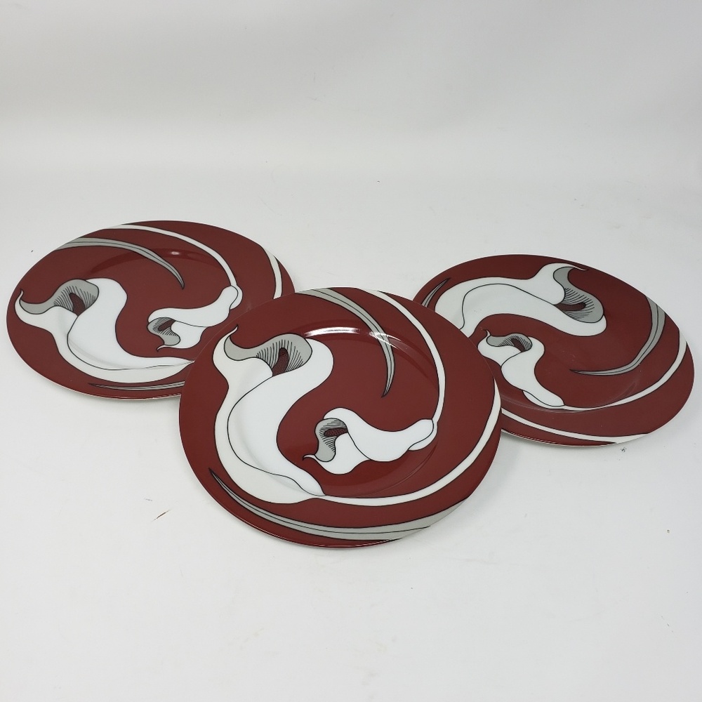 Fitz and Floyd Red Calla Lily salad plates